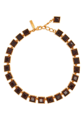 Oscar de la Renta Large Stone square jewel necklace - Brown