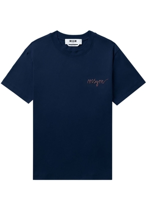 MSGM logo-embroidered cotton T-shirt - Blue