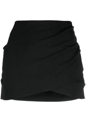 Off-White logo-patch draped mini skirt - Black