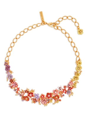 Oscar de la Renta floral enamel crystal-embellished necklace - Gold