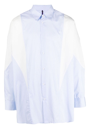 OAMC panelled striped organic cotton shirt - Blue