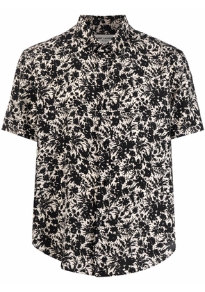 Saint Laurent floral short-sleeved silk shirt - Black