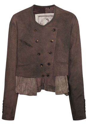 Ziggy Chen layered double-breasted jacket - Brown