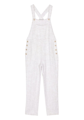 CHANEL Pre-Owned 2001 CC-button tweed dungarees - White