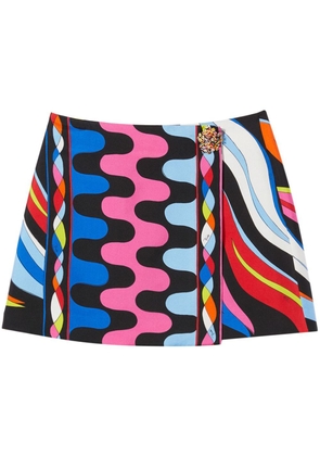 PUCCI Fiamme-print silk miniskirt - Multicolour