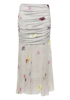 Bimba y Lola floral-print silk fishtail skirt - Grey