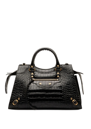 Balenciaga Pre-Owned 2021 Medium Crocodile Embossed Leather Neo Classic Bag satchel - Black