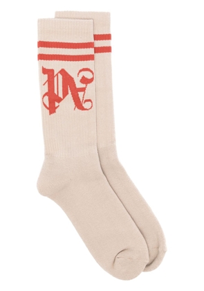 Palm Angels intarsia-knit logo socks - Neutrals