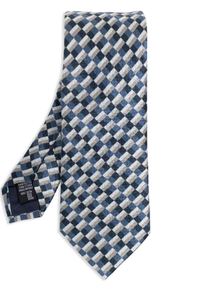 Giorgio Armani check-pattern silk tie - Blue