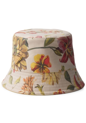 Prada floral-print reversible bucket hat - Neutrals