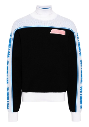 We11done roll-neck mesh-panelled sweatshirt - Blue
