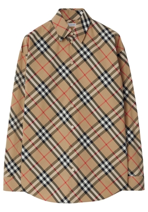 Burberry check-pattern cotton shirt - Brown