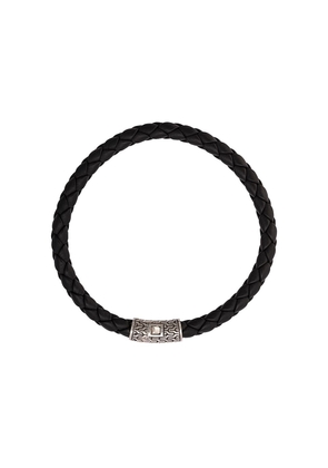 John Hardy Silver Classic Chain Round Woven Leather Bracelet - Black