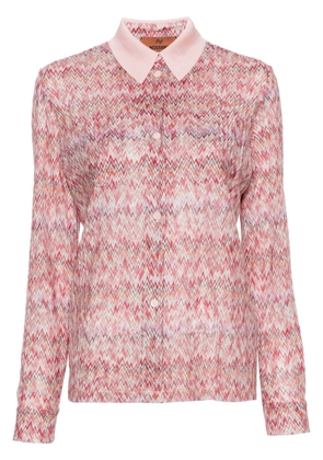 Missoni lamé-effect chevron-knit shirt - Pink