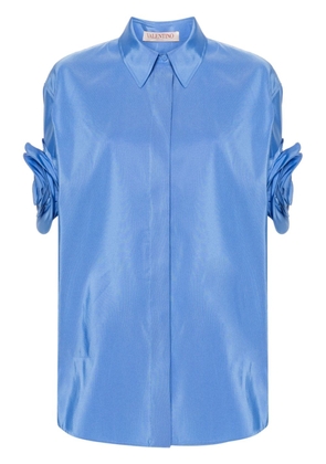 Valentino Garavani floral-appliqué silk shirt - Blue
