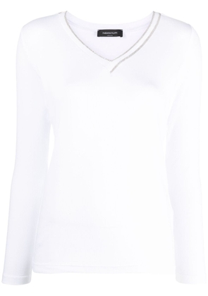 Fabiana Filippi chain-link detail long-sleeve T-shirt - White