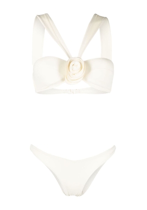 La Reveche flower-detail bikini set - Neutrals
