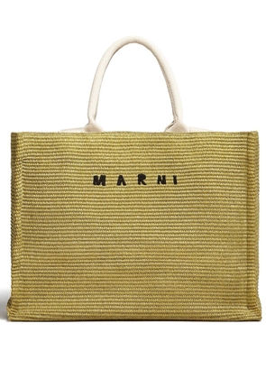 Marni embroidered-logo tote bag - Green