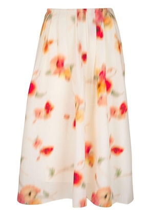 Vince floral-print pleated midi skirt - Neutrals