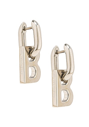 Balenciaga XS B Chain Earrings in Shiny Silver - Metallic Silver. Size all.