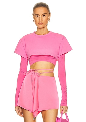 JACQUEMUS Le Double Tshirt in Pink - Pink. Size XS (also in ).