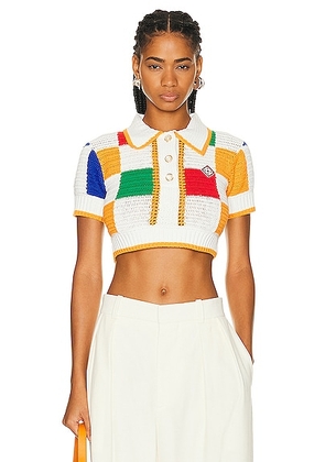Casablanca Crochet Polo Shirt in Multi - White. Size L (also in ).