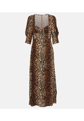 Rixo Karen leopard-print crêpe midi dress