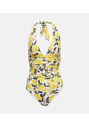 Rebecca Vallance Amarilla printed halterneck swimsuit