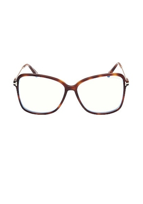 TOM FORD Square Optical Eyeglasses in Shiny Blonde Havana & Shiny Rose Gold - Brown. Size all.