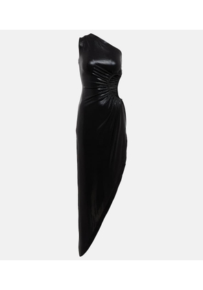 Norma Kamali Sunburst cutout one-shoulder lamé gown