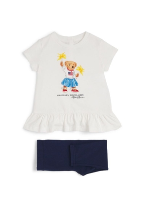 Ralph Lauren Kids Polo Bear Top And Leggings Set (3-24 Months)