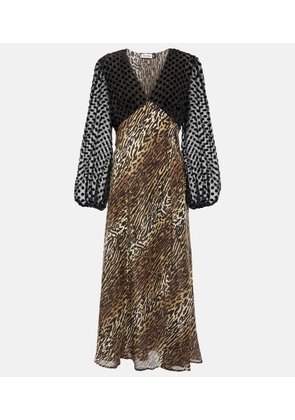 Rixo Melanie leopard-print silk midi dress