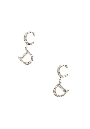 dior Dior Rhinestone CD Earrings in Silver - Metallic Silver. Size all.