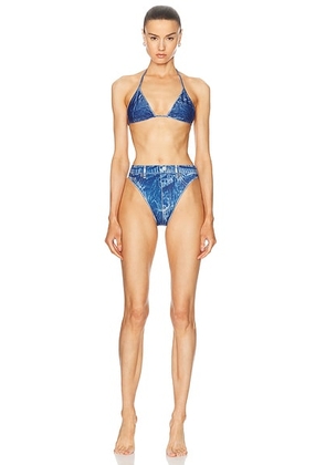 Balenciaga Tompe L'oeil Bikini Set in Washed Blue - Blue. Size L (also in M, XS).