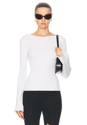 Courreges Boat Neck Rib Knit Sweater in Mist - White. Size L (also in M, S).
