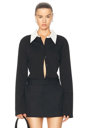 Courreges Drop Jersey Shirt Bodysuit in Black - Black. Size L (also in M, S, XS).