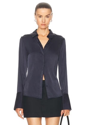 St. Agni Soft Silk Shirt in Inkwell - Navy. Size L (also in M, XS).