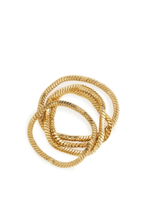 Gold-Plated Chain Ring Set of 4 - Brown