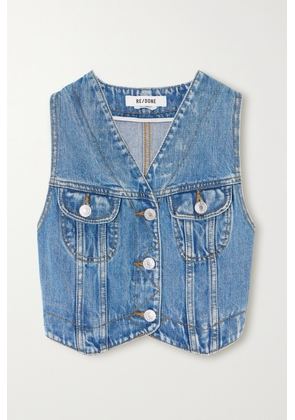 RE/DONE - Cropped Paneled Denim Vest - Blue - x small,small,medium,large