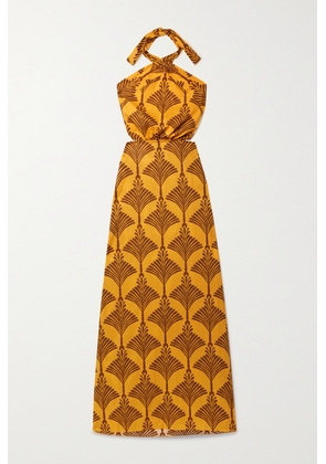 Johanna Ortiz - + Net Sustain Lake Nakuru Cutout Printed Cotton Halterneck Maxi Dress - Yellow - US0,US2,US4,US6,US8,US10