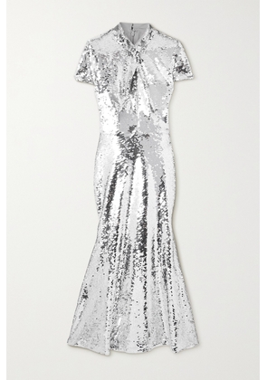 Self-Portrait - Sequined Tulle Midi Dress - Silver - UK 4,UK 6,UK 8,UK 10,UK 12,UK 14,UK 16