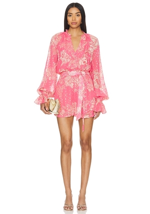 HEMANT AND NANDITA X Revolve Roos Romper in Pink. Size M, S.