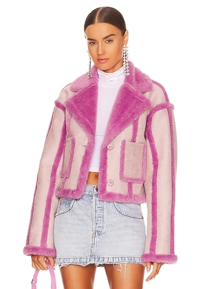 OW Collection Berlin Faux Fur Jacket in Lavender. Size XS.