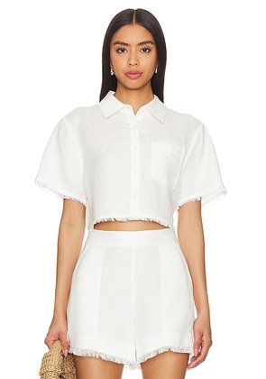 SIMKHAI Solange Cropped Shirt in White. Size XS.