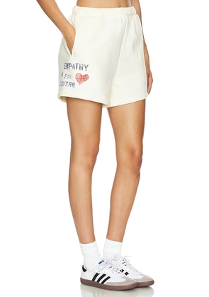 The Mayfair Group Empathy Is For Lovers Sweatshort in Cream. Size S/M, XS.