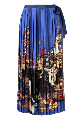 Stella Jean pleated wrap skirt - Blue