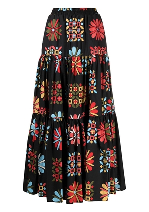La DoubleJ floral panelled skirt - Black