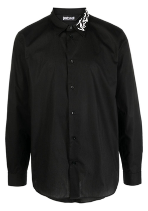 Just Cavalli logo-print long-sleeve cotton shirt - Black