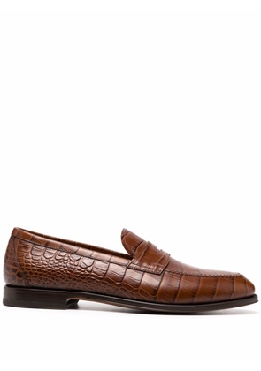 Scarosso crocodile effect loafers - Brown