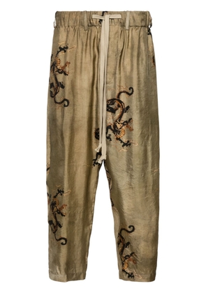 Uma Wang dragon-print tapered trousers - Neutrals